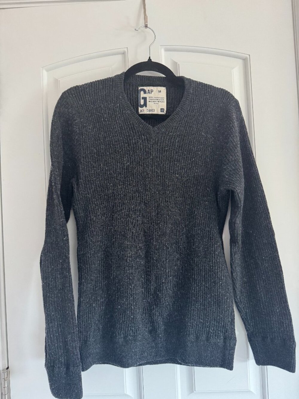 M Men's GAP Vintage Heavy Knit Sweater Cotton Wool Blend Dark Gray Heather